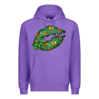 Purple Green and Leopard Patterned Irish Day Lips Premium Hoodie - Bettercallsaul