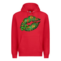 Red Green and Leopard Patterned Irish Day Lips Premium Hoodie - Bettercallsaul