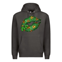 Smoke Green and Leopard Patterned Irish Day Lips Premium Hoodie - Bettercallsaul