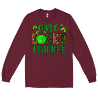 Burgundy one lucky teacher Long Sleeve Tee - Artiststas