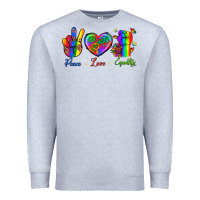 Heather Grey Peace Love Equality Premium Sweatshirt - BundleAndBundleShop