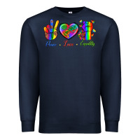 Navy Peace Love Equality Premium Sweatshirt - BundleAndBundleShop