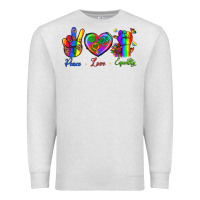 Oatmeal Heather Peace Love Equality Premium Sweatshirt - BundleAndBundleShop