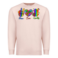 Pale Pink Peace Love Equality Premium Sweatshirt - BundleAndBundleShop
