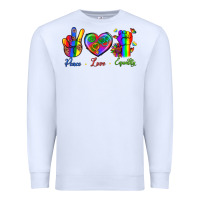White Peace Love Equality Premium Sweatshirt - BundleAndBundleShop
