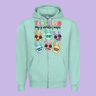 Teahing My Favorite Peeps Malia Zipper Hoodie Designed By Maliassmallbusiness
