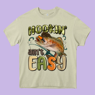 Hookin' Ain't Easy Heavy Core Tee Designed By Maliassmallbusiness