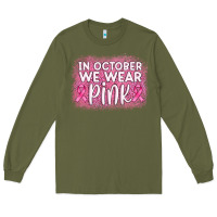 Army Green in october we wear pink leopard glitter Long Sleeve Tee - AdoDesignShop