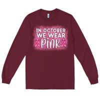 Burgundy in october we wear pink leopard glitter Long Sleeve Tee - AdoDesignShop