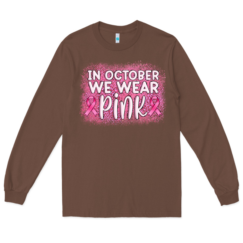 In October We Wear Pink Leopard Glitter Long Sleeve Tee by AdoDesignShop | Teevron