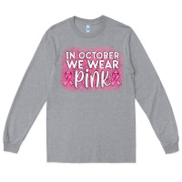 Heather Grey in october we wear pink leopard glitter Long Sleeve Tee - AdoDesignShop