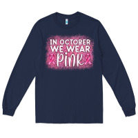 Navy in october we wear pink leopard glitter Long Sleeve Tee - AdoDesignShop