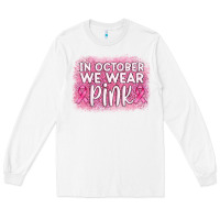 White in october we wear pink leopard glitter Long Sleeve Tee - AdoDesignShop