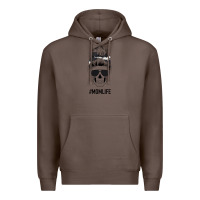 Coffee Black Glitter Cowhide Patterned Mom Skull Premium Hoodie - Bettercallsaul