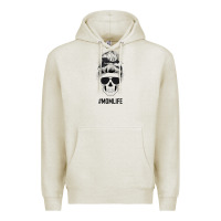 Oatmeal Heather Black Glitter Cowhide Patterned Mom Skull Premium Hoodie - Bettercallsaul
