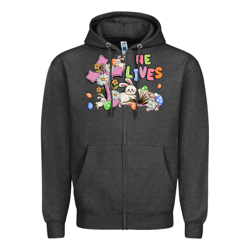 He Lives With Bunnys And Eggs Zipper Hoodie by MaliasSmallBusiness | Teevron