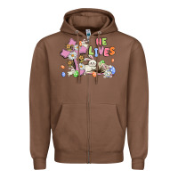 Chestnut he lives with bunnys and eggs Zipper Hoodie - MaliasSmallBusiness