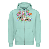 Seafoam he lives with bunnys and eggs Zipper Hoodie - MaliasSmallBusiness