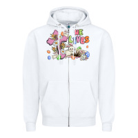 White he lives with bunnys and eggs Zipper Hoodie - MaliasSmallBusiness