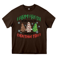Chocolate Brown farm fresh christmas trees Heavy Core Tee - MaliasSmallBusiness