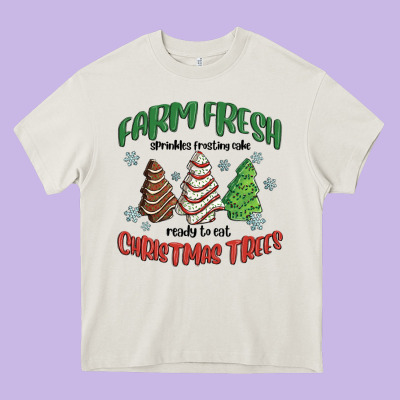 Farm Fresh Christmas Trees Heavy Core Tee Designed By Maliassmallbusiness