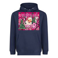 Navy pink christmas vibes Heavyweight Hoodie - MaliasSmallBusiness