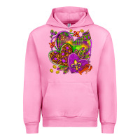 Fuchsia Pink Mardi Gras hearts Urban Hoodie - HowdyJamesFarm