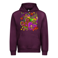 Mauve Wine Mardi Gras hearts Urban Hoodie - HowdyJamesFarm