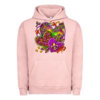 Pigment Salmon Mardi Gras hearts Urban Hoodie - HowdyJamesFarm