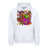 White Mardi Gras hearts Urban Hoodie - HowdyJamesFarm