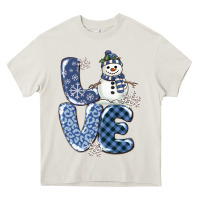 Cream love snowman Heavy Core Tee - MaliasSmallBusiness