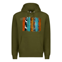 Army Green Western Leopard Glitter Aztec Cowhide Pattern Brushstroke Premium Hoodie - Bettercallsaul