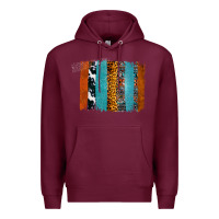 Burgundy Western Leopard Glitter Aztec Cowhide Pattern Brushstroke Premium Hoodie - Bettercallsaul
