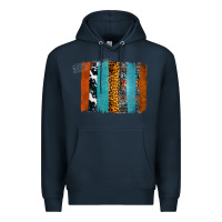 Navy Western Leopard Glitter Aztec Cowhide Pattern Brushstroke Premium Hoodie - Bettercallsaul