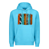 Ocean Blue Western Leopard Glitter Aztec Cowhide Pattern Brushstroke Premium Hoodie - Bettercallsaul