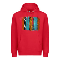 Red Western Leopard Glitter Aztec Cowhide Pattern Brushstroke Premium Hoodie - Bettercallsaul