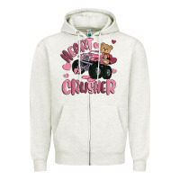 Oatmeal Heather heart crusher Zipper Hoodie - MaliasSmallBusiness