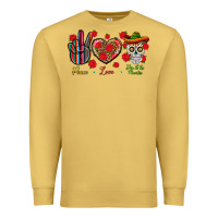 Antique Gold Peace Love Dia De Los Muertos Premium Sweatshirt - BundleAndBundleShop