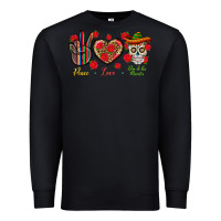 Black Peace Love Dia De Los Muertos Premium Sweatshirt - BundleAndBundleShop