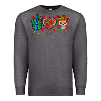 Charcoal Heather Peace Love Dia De Los Muertos Premium Sweatshirt - BundleAndBundleShop
