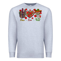 Heather Grey Peace Love Dia De Los Muertos Premium Sweatshirt - BundleAndBundleShop
