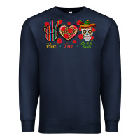 Navy Peace Love Dia De Los Muertos Premium Sweatshirt - BundleAndBundleShop