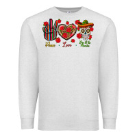 Oatmeal Heather Peace Love Dia De Los Muertos Premium Sweatshirt - BundleAndBundleShop