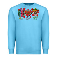 Ocean Blue Peace Love Dia De Los Muertos Premium Sweatshirt - BundleAndBundleShop