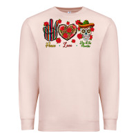 Pale Pink Peace Love Dia De Los Muertos Premium Sweatshirt - BundleAndBundleShop