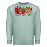 Seafoam Peace Love Dia De Los Muertos Premium Sweatshirt - BundleAndBundleShop