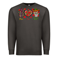 Smoke Peace Love Dia De Los Muertos Premium Sweatshirt - BundleAndBundleShop