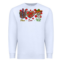 White Peace Love Dia De Los Muertos Premium Sweatshirt - BundleAndBundleShop