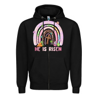Black he is risen easter rainbow Zipper Hoodie - MaliasSmallBusiness