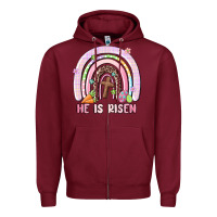 He Is Risen Easter Rainbow Zipper Hoodie | Teevron